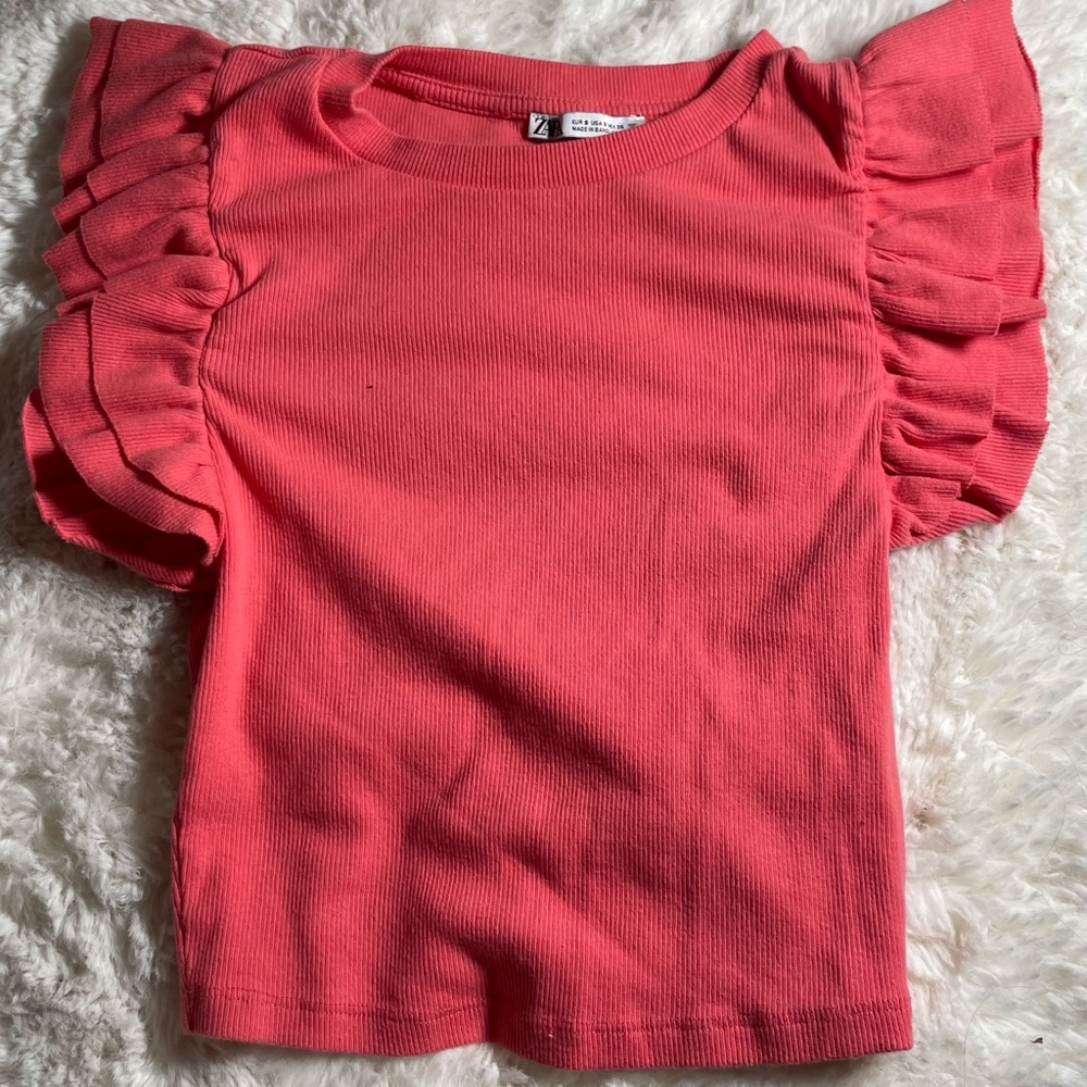 Zara Pink Flutter Sleeve Top